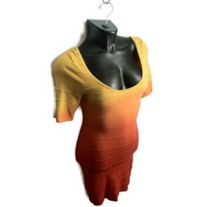 Bodycon Dress Ombre Mustard Orange
